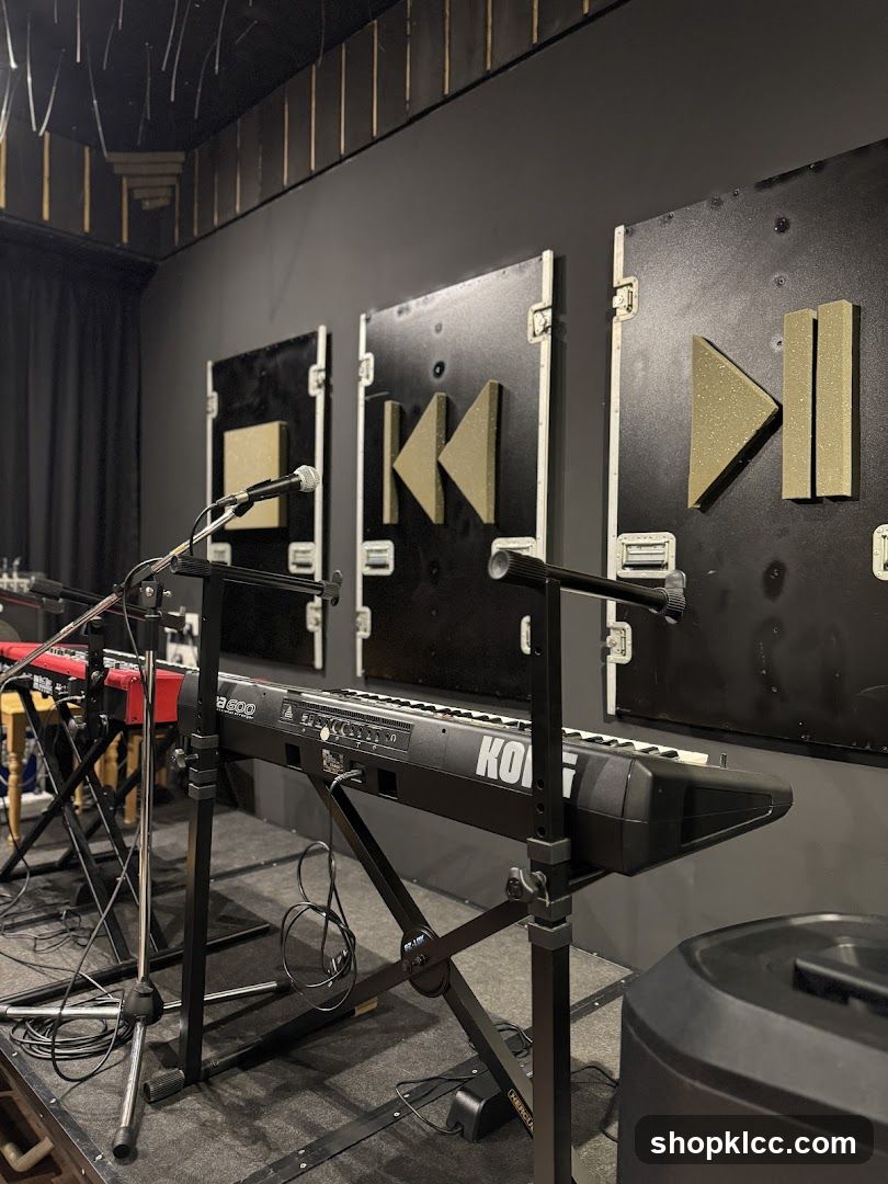 Stage Setup with Keyboards and Playback Controls