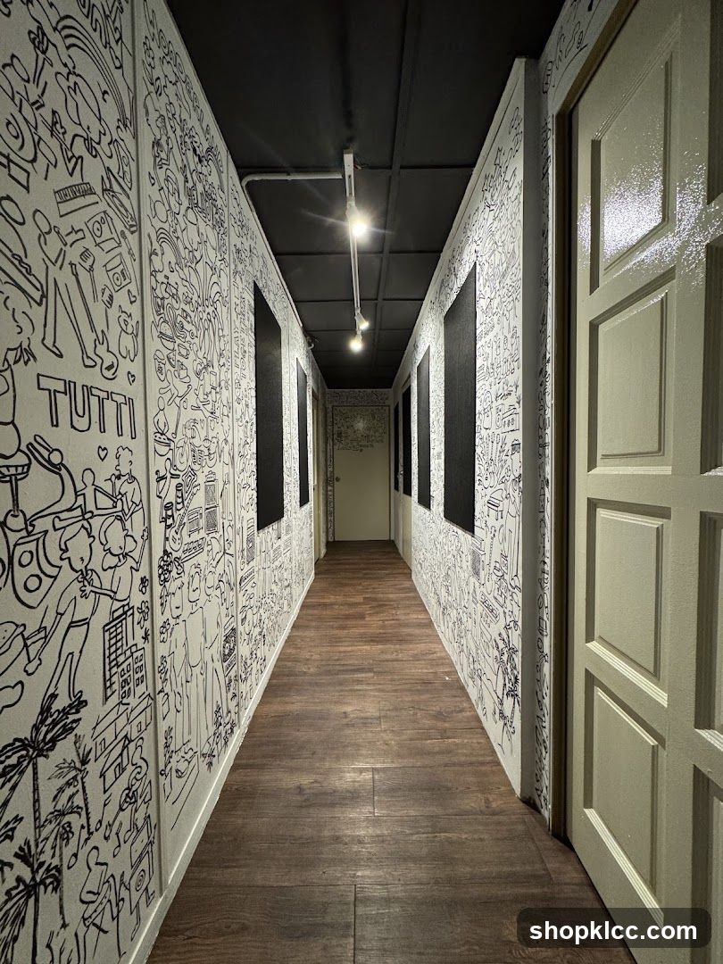 Hallway with Doodle Art Walls