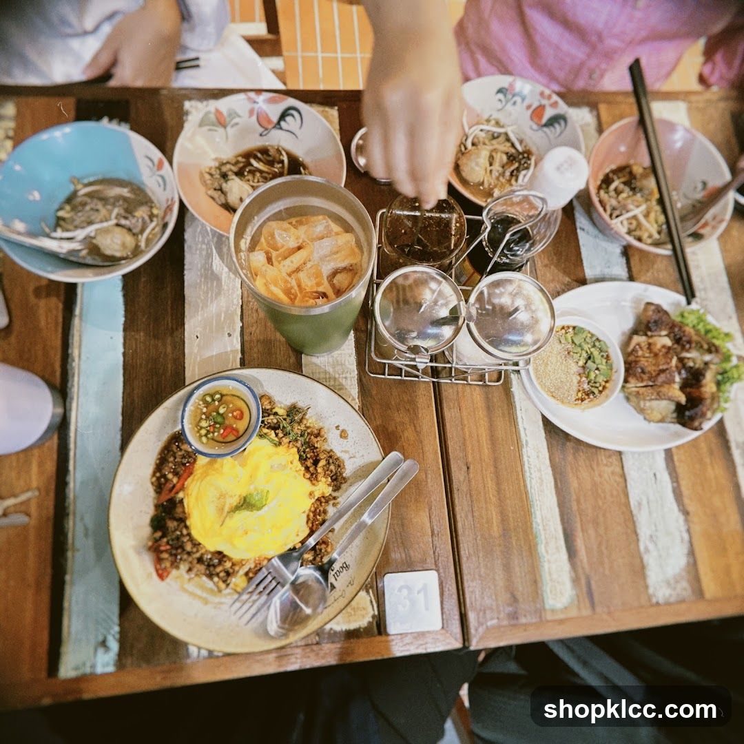 Table with food and drinks