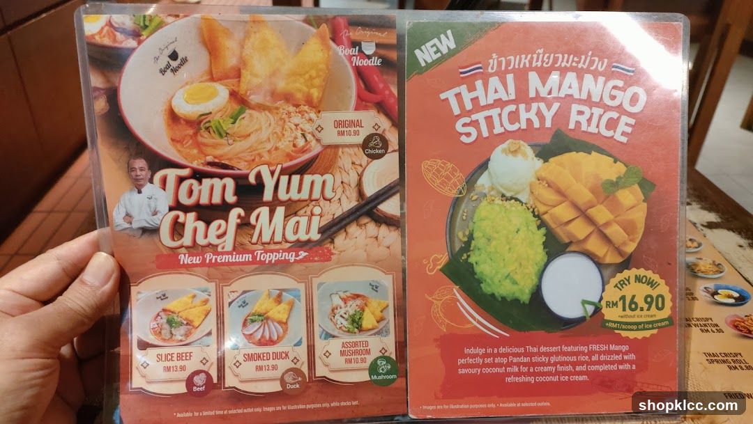 Tom Yum Chef Mai & Thai Mango Sticky Rice Menu