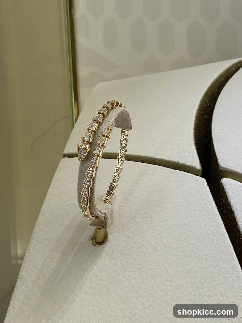 Diamond and gold snake bracelet