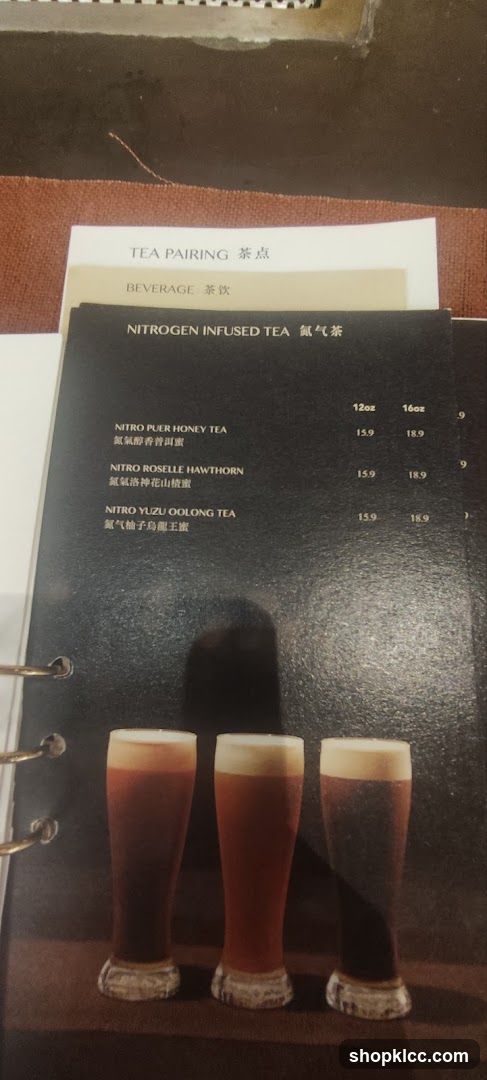 Nitrogen Infused Tea Menu