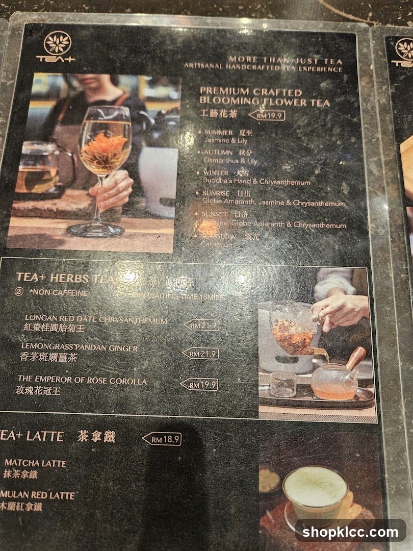 Tea+ Menu