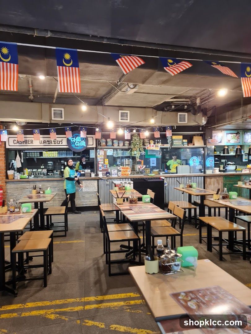 Restaurant Interior with Malaysian Flags