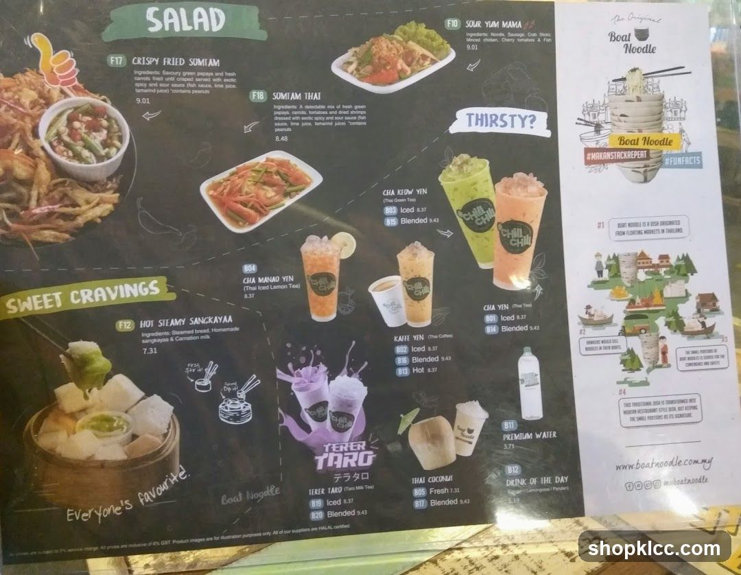Boat Noodle Menu