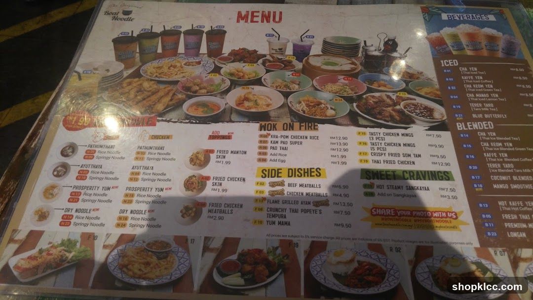 The Original Boat Noodle Menu