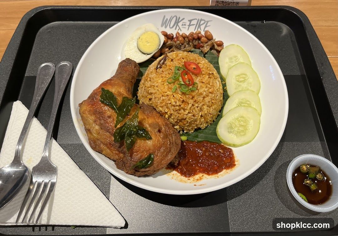 Nasi Lemak with Fried Chicken