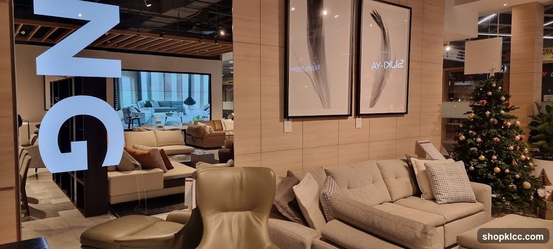 Furniture Store Interior with Christmas Tree
