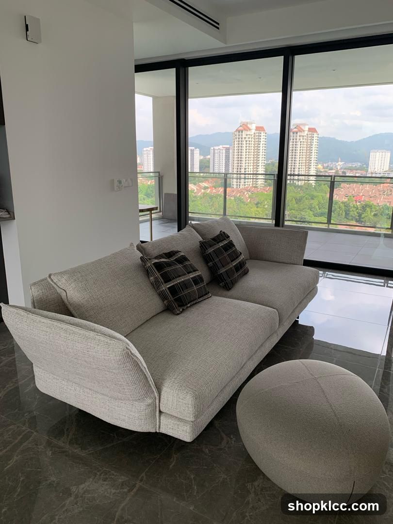 Modern Living Room with City View