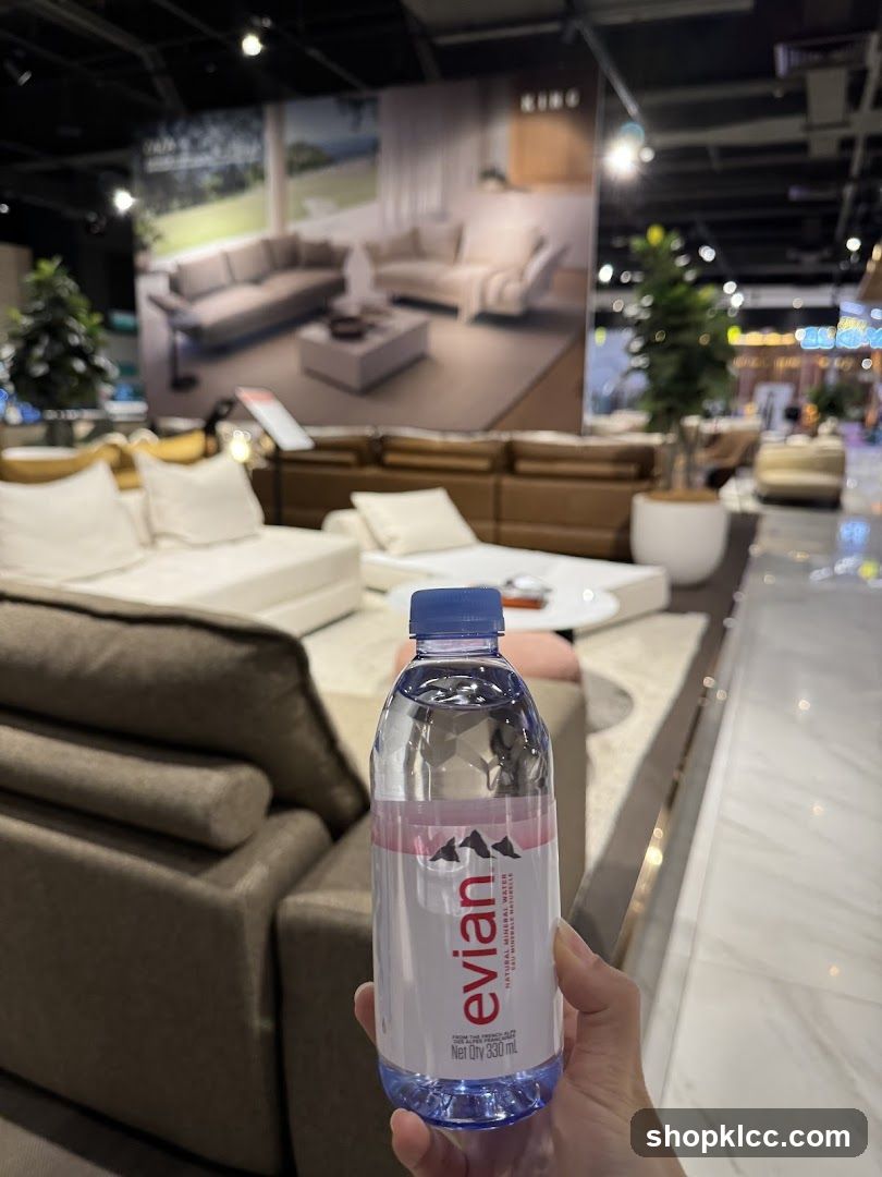 Evian Water Bottle in Furniture Store
