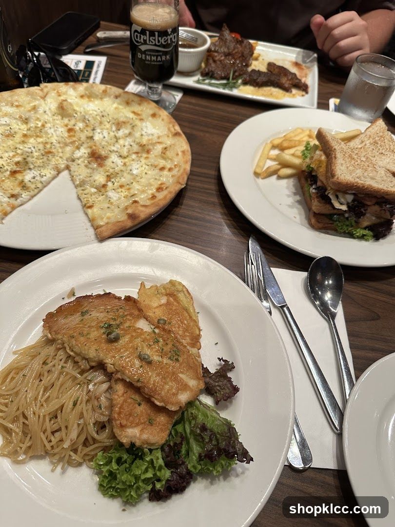 Table with food and drinks