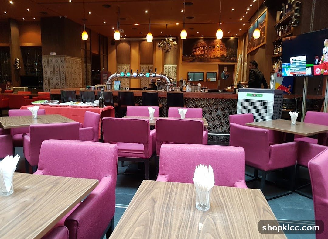 Restaurant Interior with Pink Seating