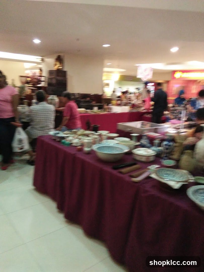 Indoor market stall with various items