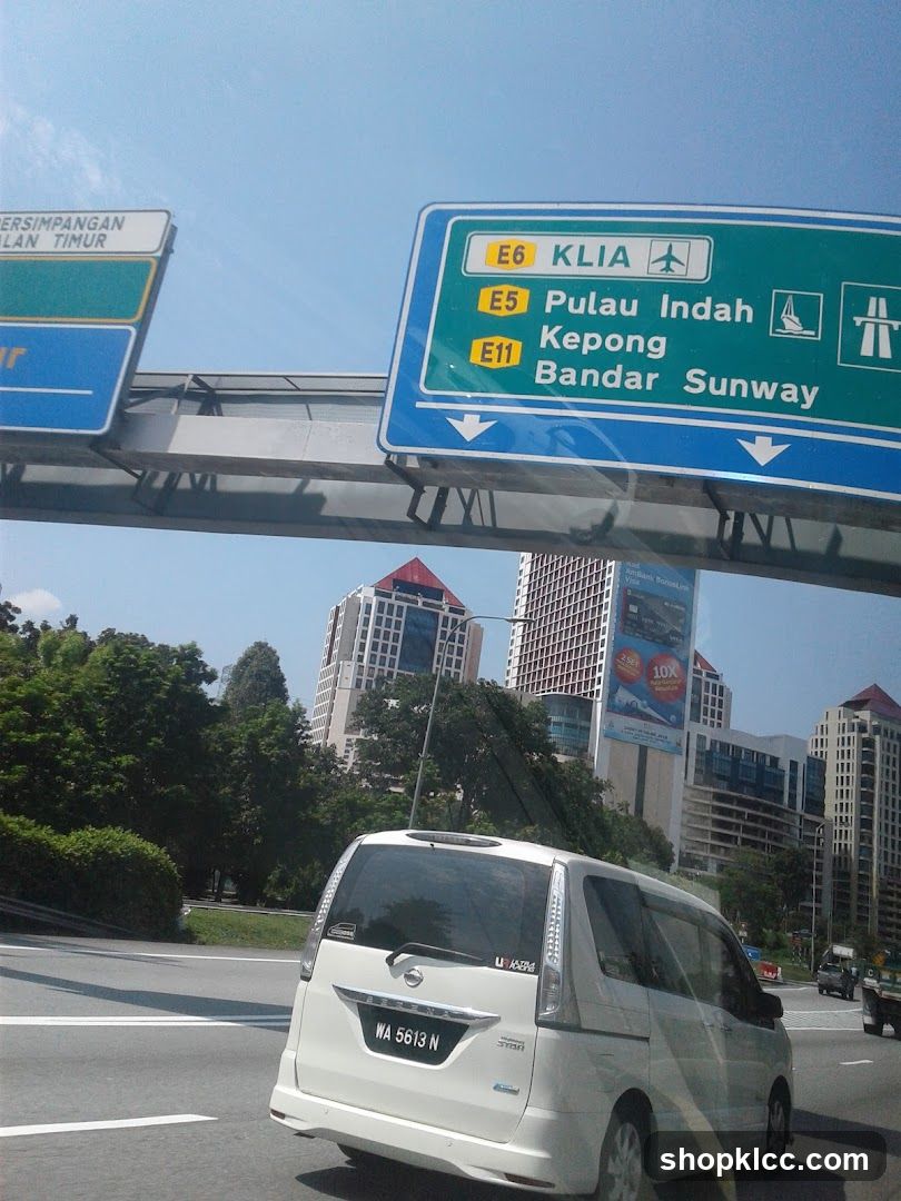Highway Signage and Cityscape