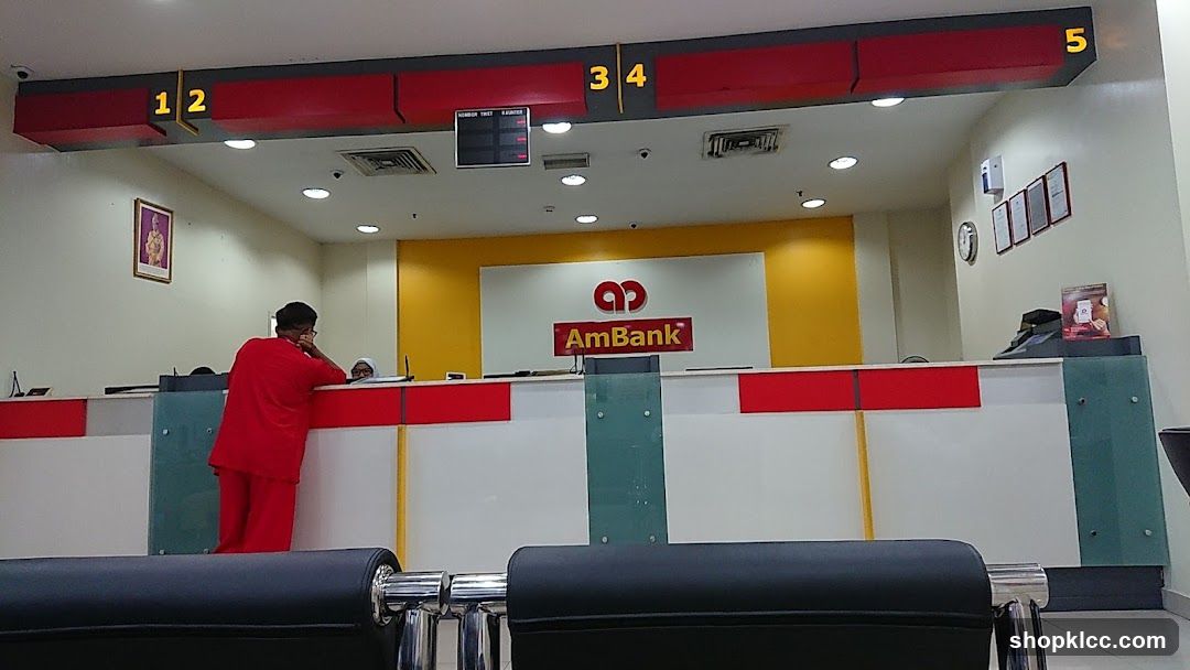 Bank Interior with AmBank Logo