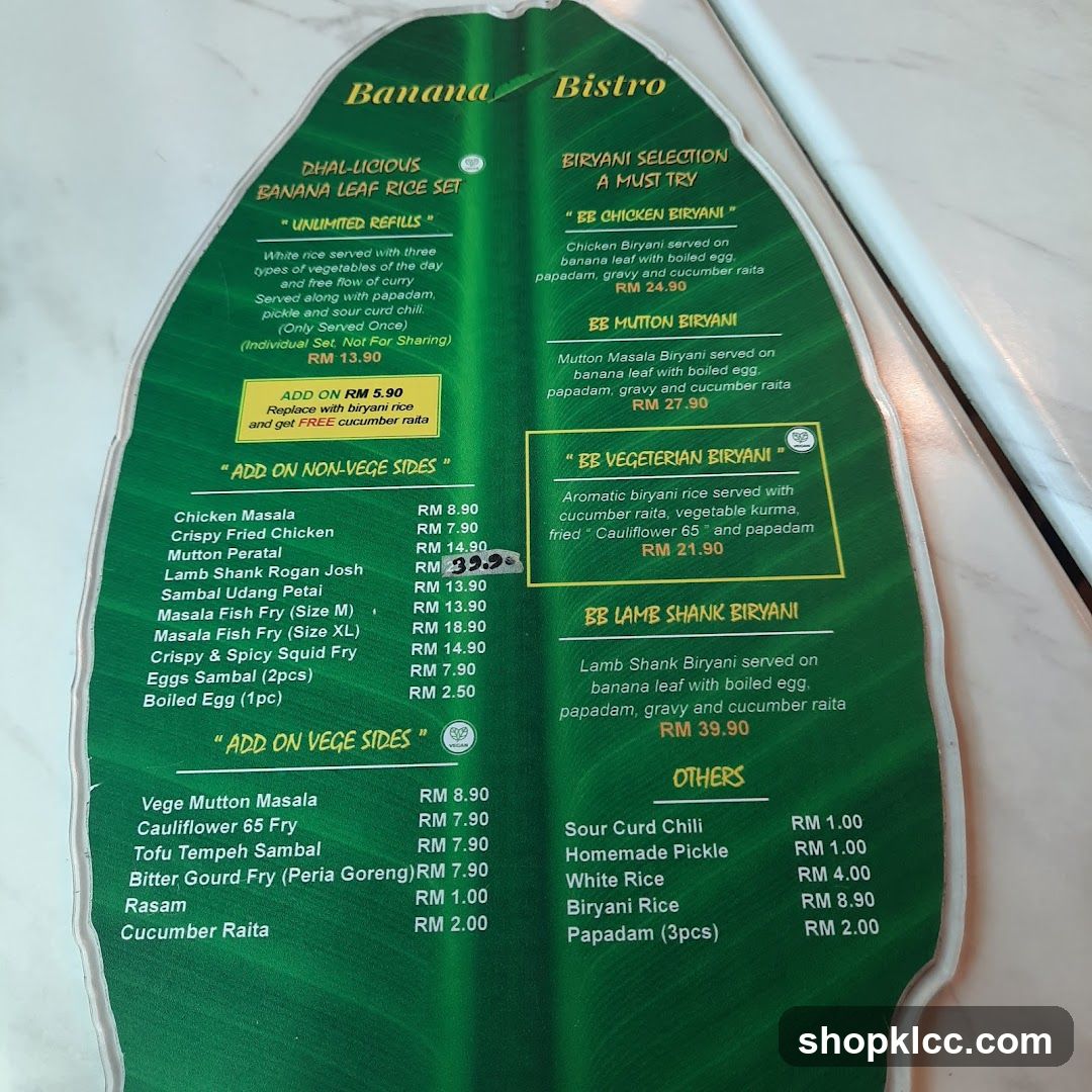 Banana Bistro Menu