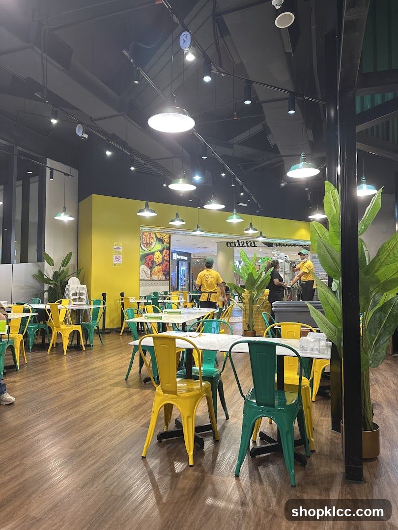 Restaurant Interior with Colorful Seating