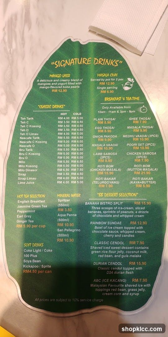 Signature Drinks, Classic Drinks, Breakfast & Tea-Time, BB Dessert Selection