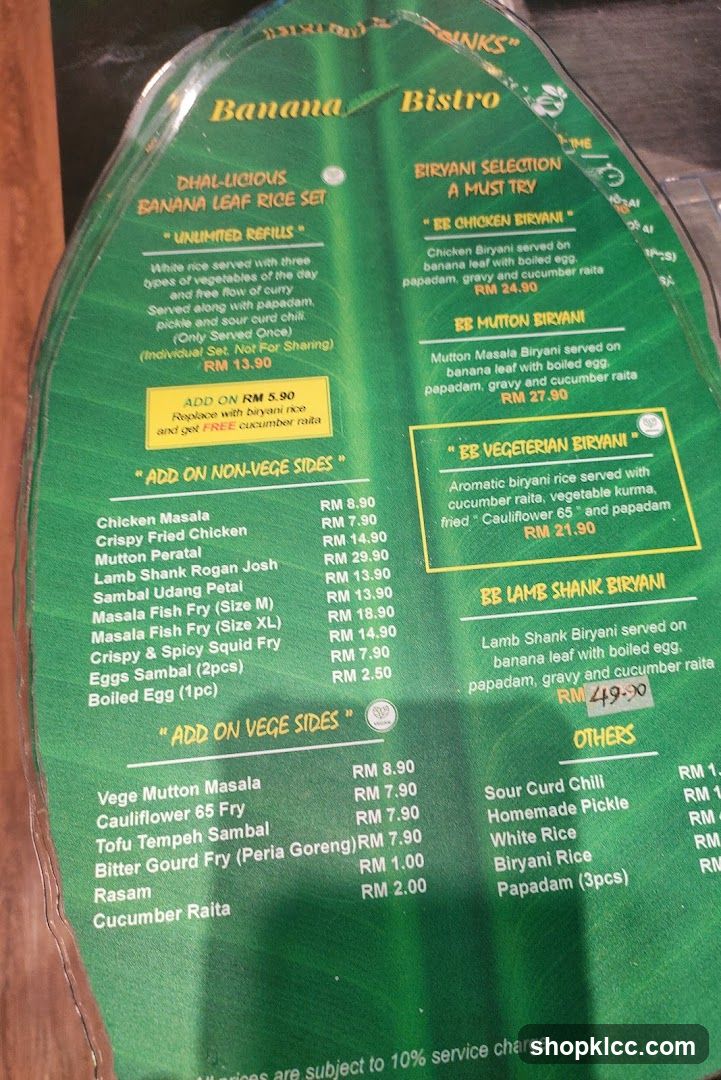 Banana Bistro Menu