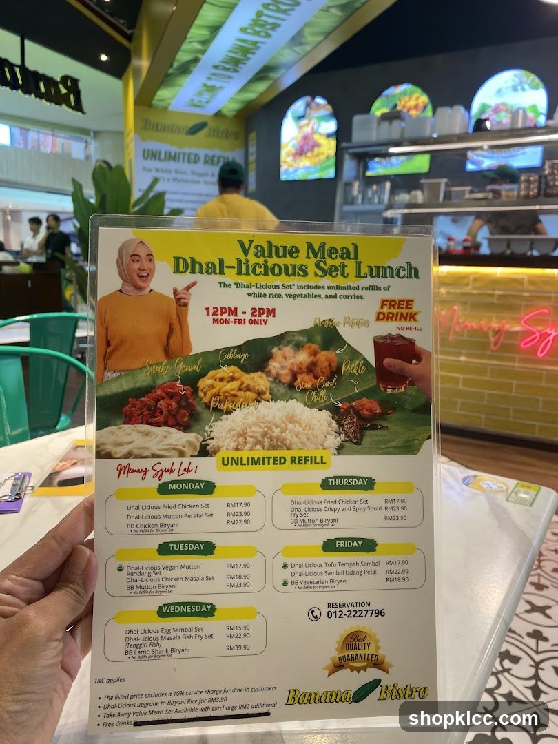 Banana Bistro Dhal-Licious Set Lunch Menu