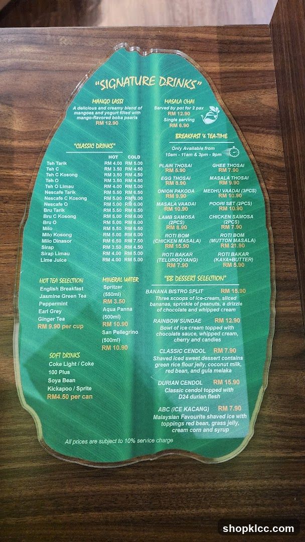 Signature Drinks, Classic Drinks, Breakfast & Tea-Time, Hot Tea Selection, Mineral Water, Soft Drinks, BB Dessert Selection