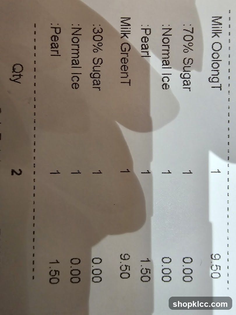 Milk Tea Menu