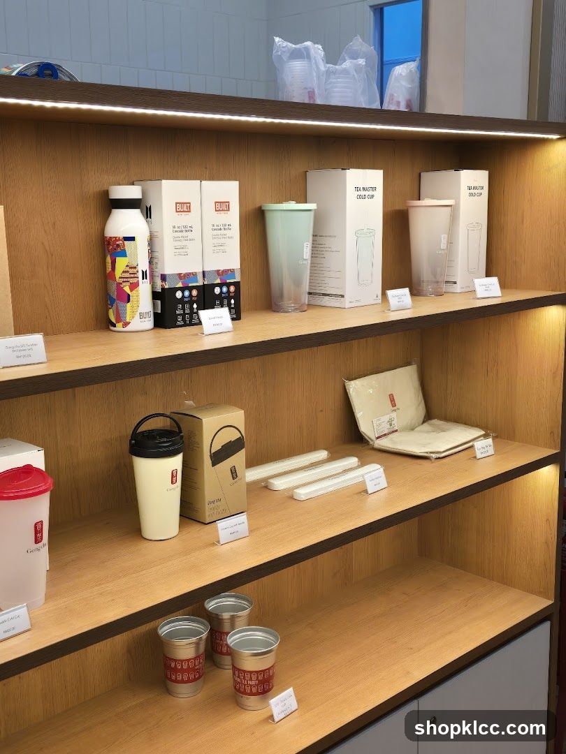 Display of drinkware and accessories