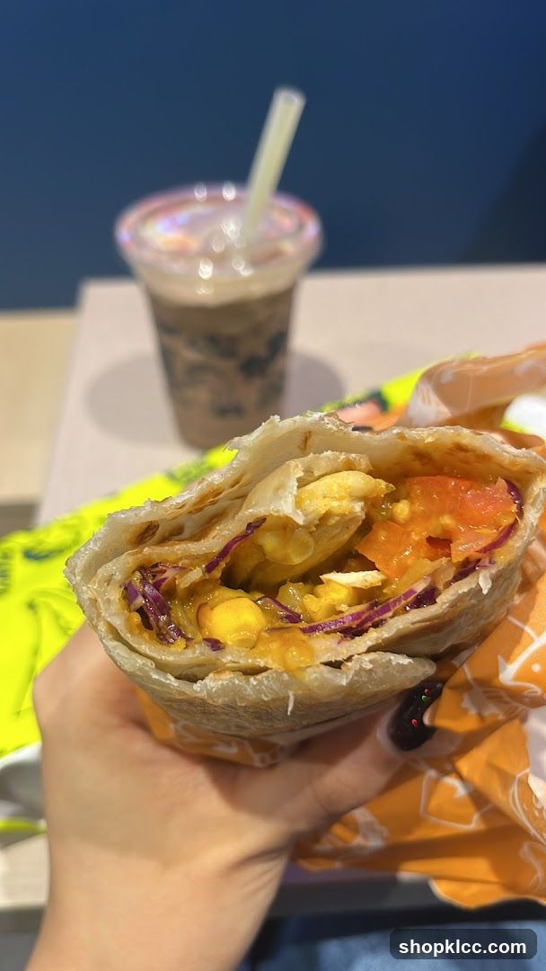 Chicken wrap and drink