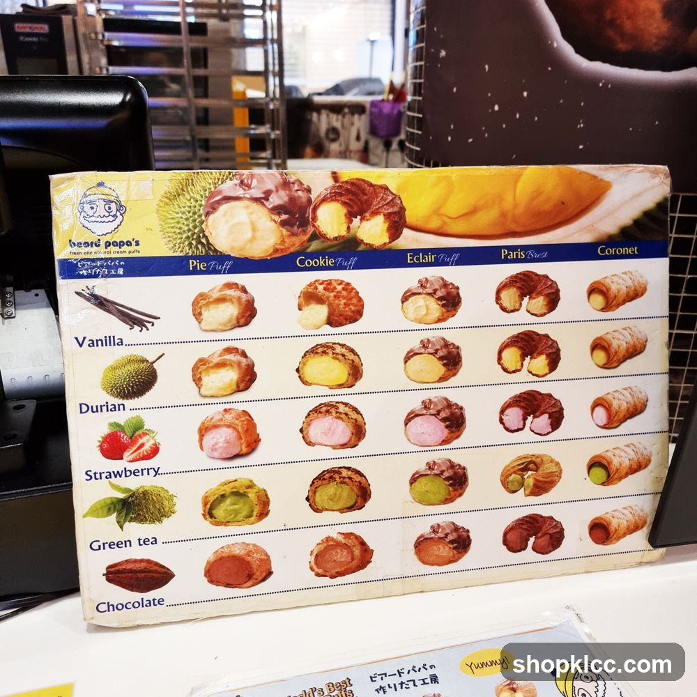 Beard Papa's Cream Puffs Menu