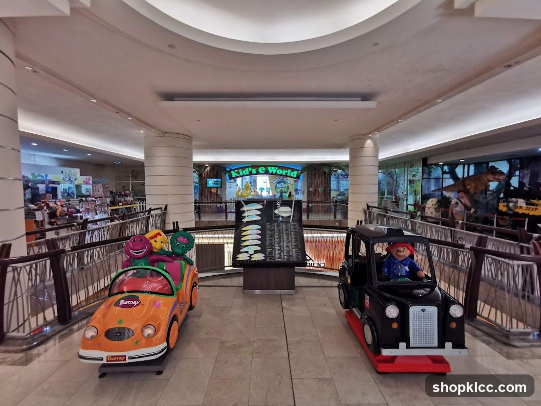 Indoor amusement area with ride-on toys