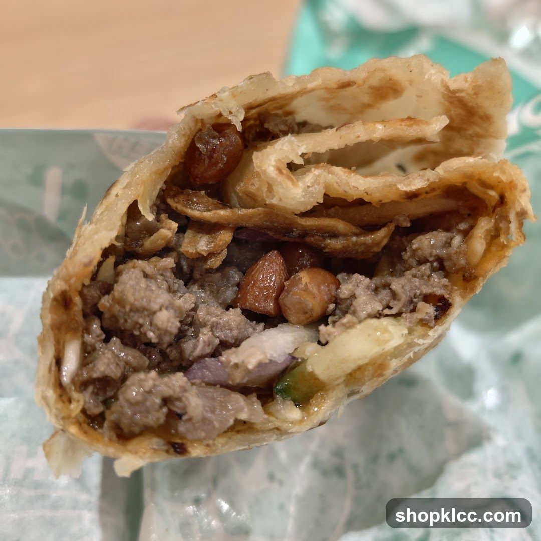 Close-up of a savory wrap