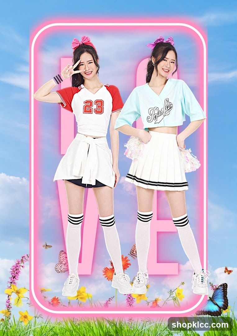 Two women in cheerleading outfits