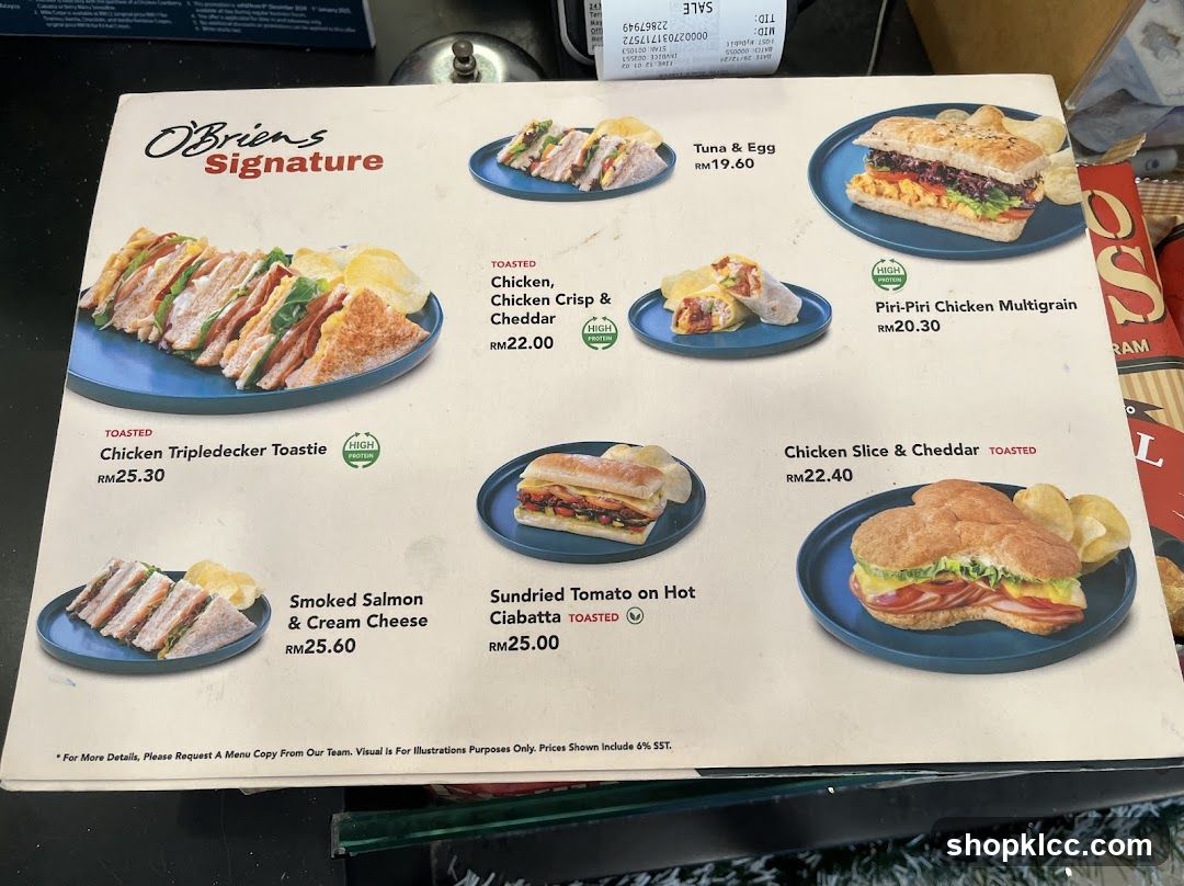 O'Briens Signature Menu