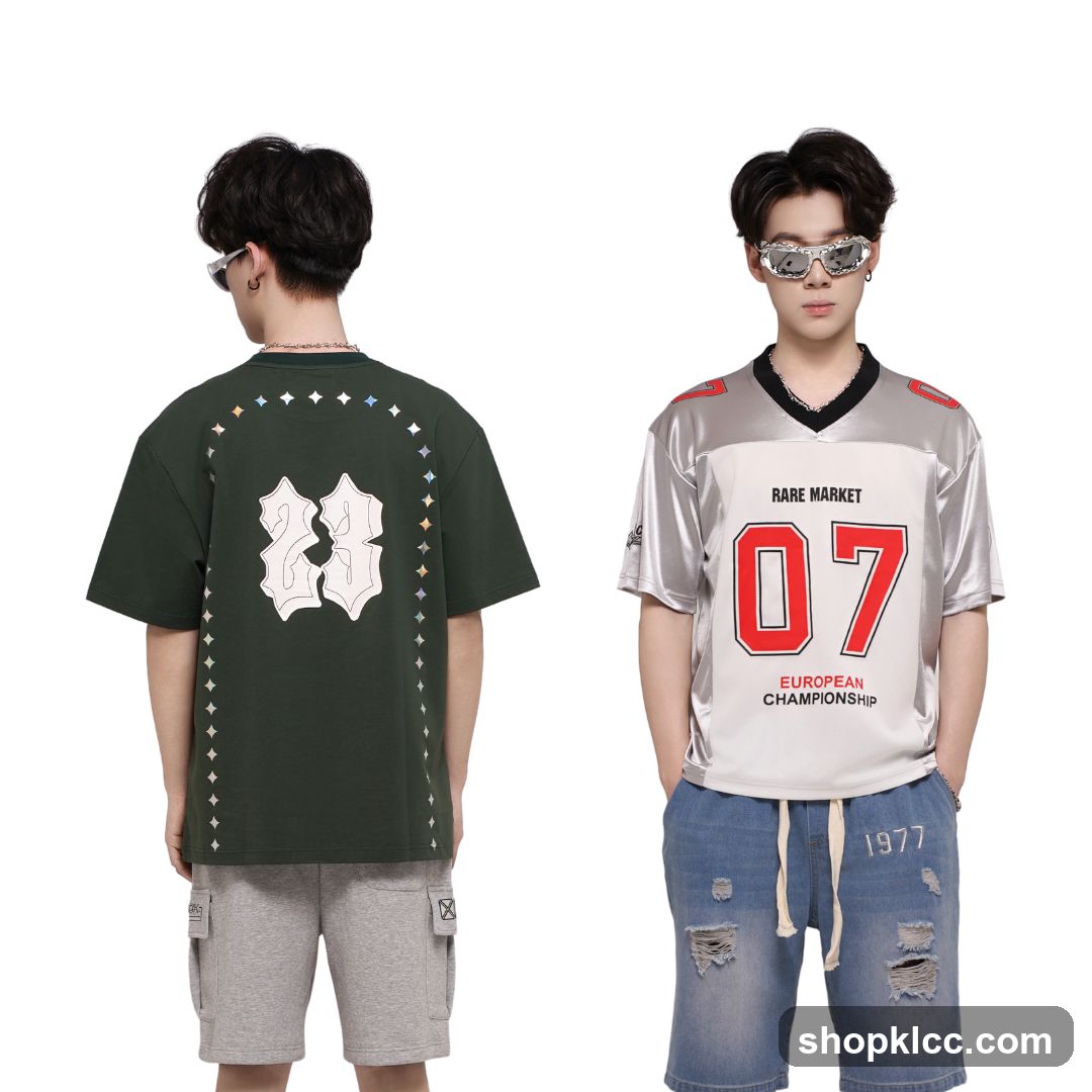 Two models wearing athletic-inspired apparel