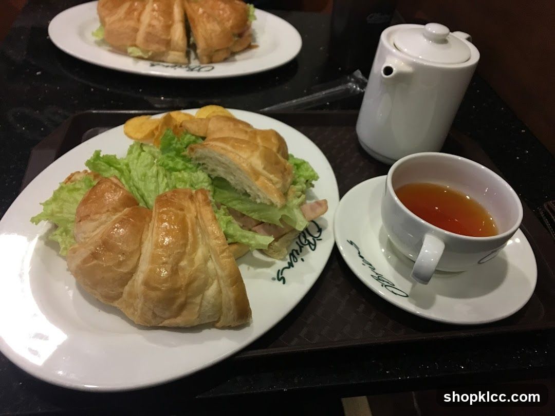 Croissant Sandwich and Tea