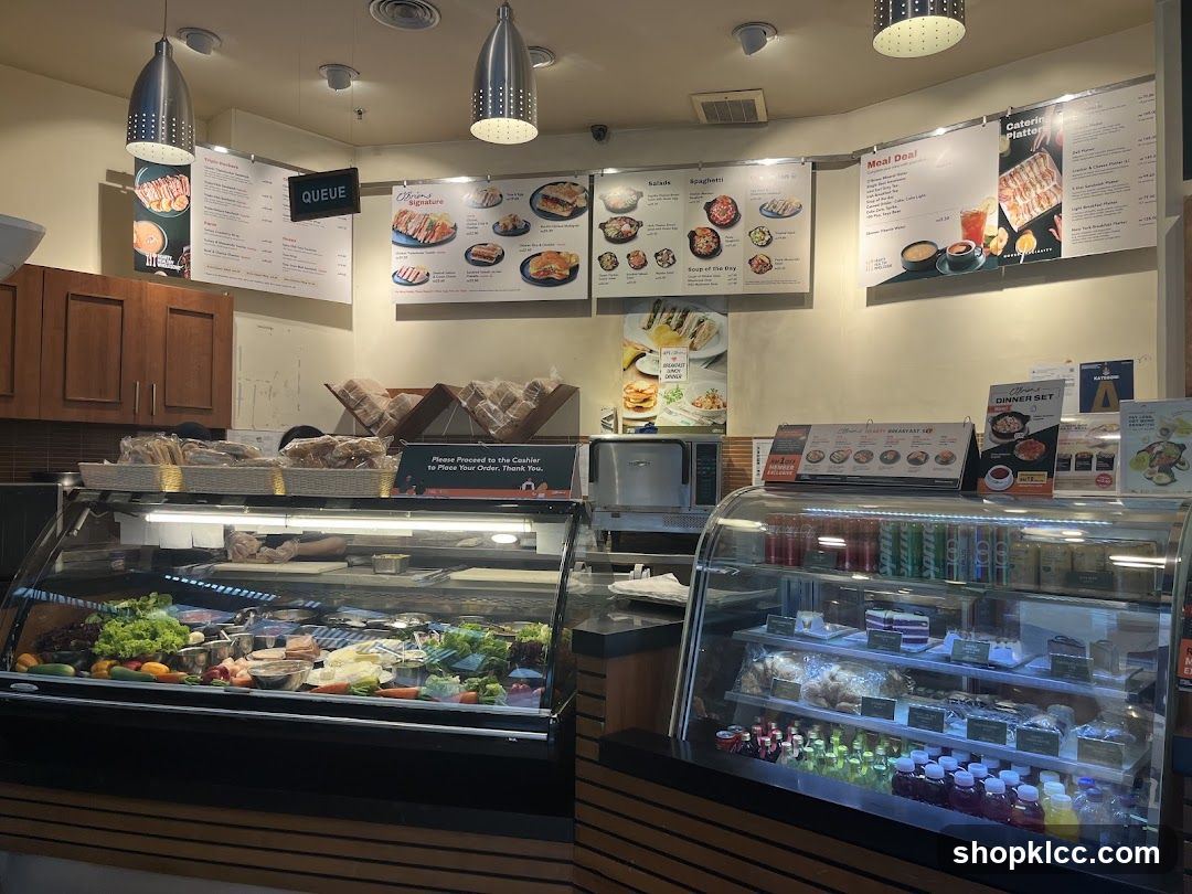 Restaurant Interior with Food Displays and Menus