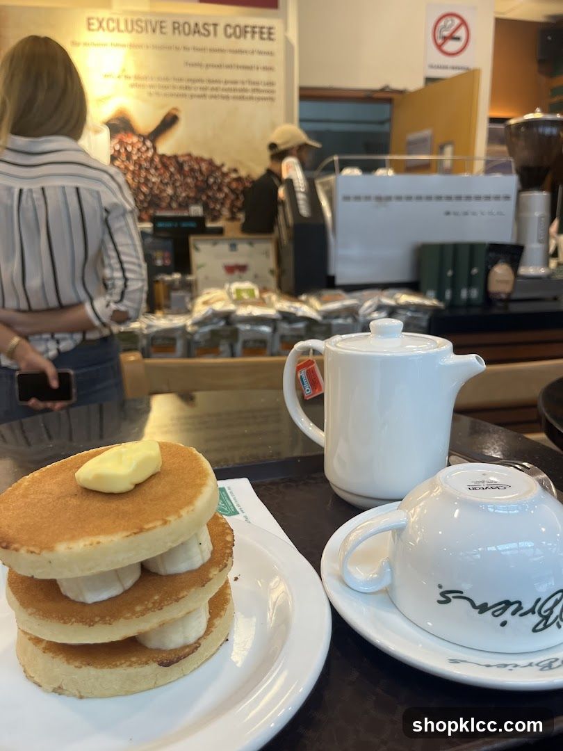 Pancakes and Tea at a Coffee Shop