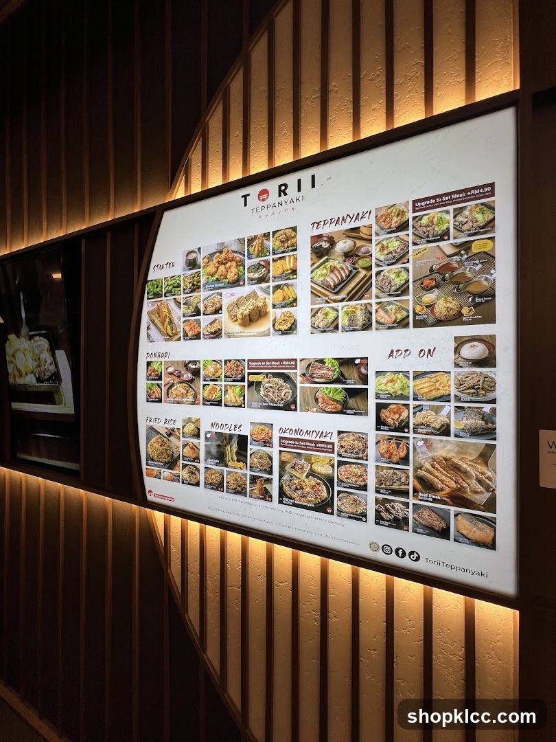 Torii Teppanyaki Menu