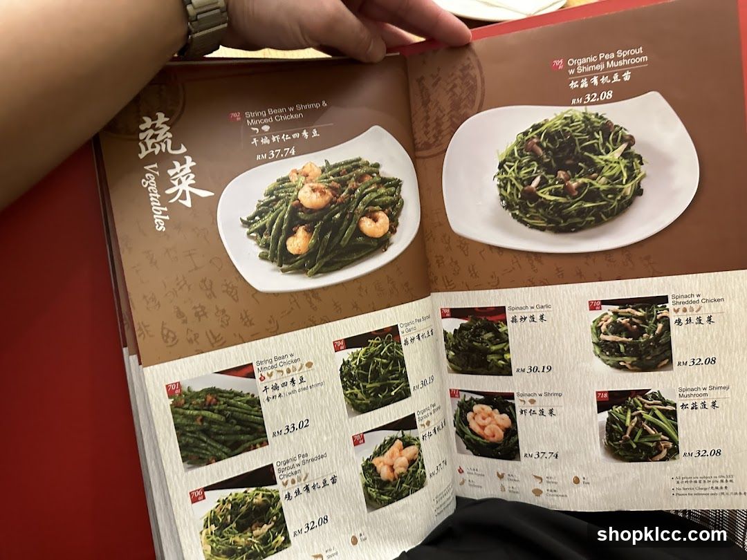 Vegetables Menu