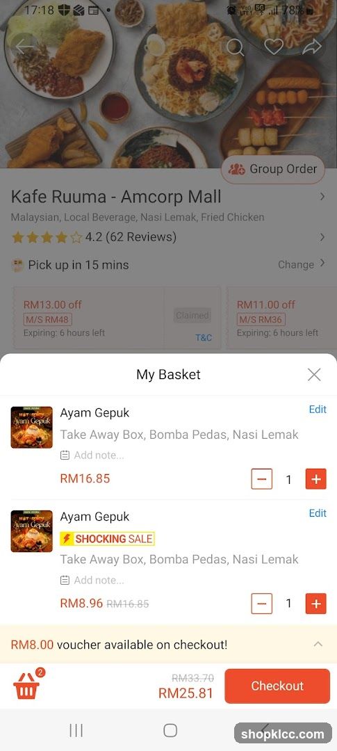 Kafe Ruuma - Amcorp Mall Order Screen