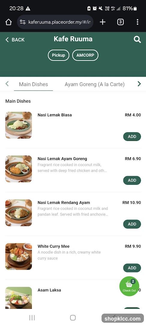 Kafe Ruuma Menu