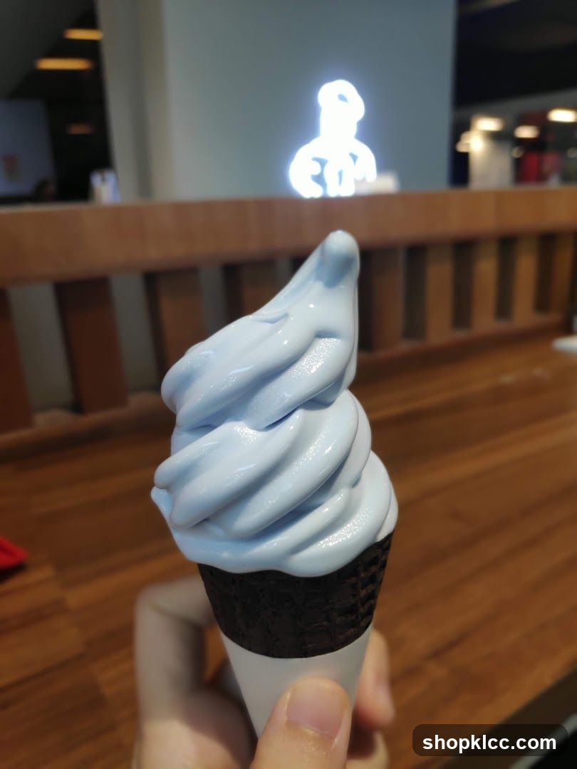 Blue Soft Serve Ice Cream Cone