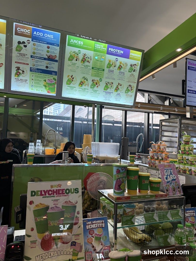 Boost Juice Bar Menu and Display