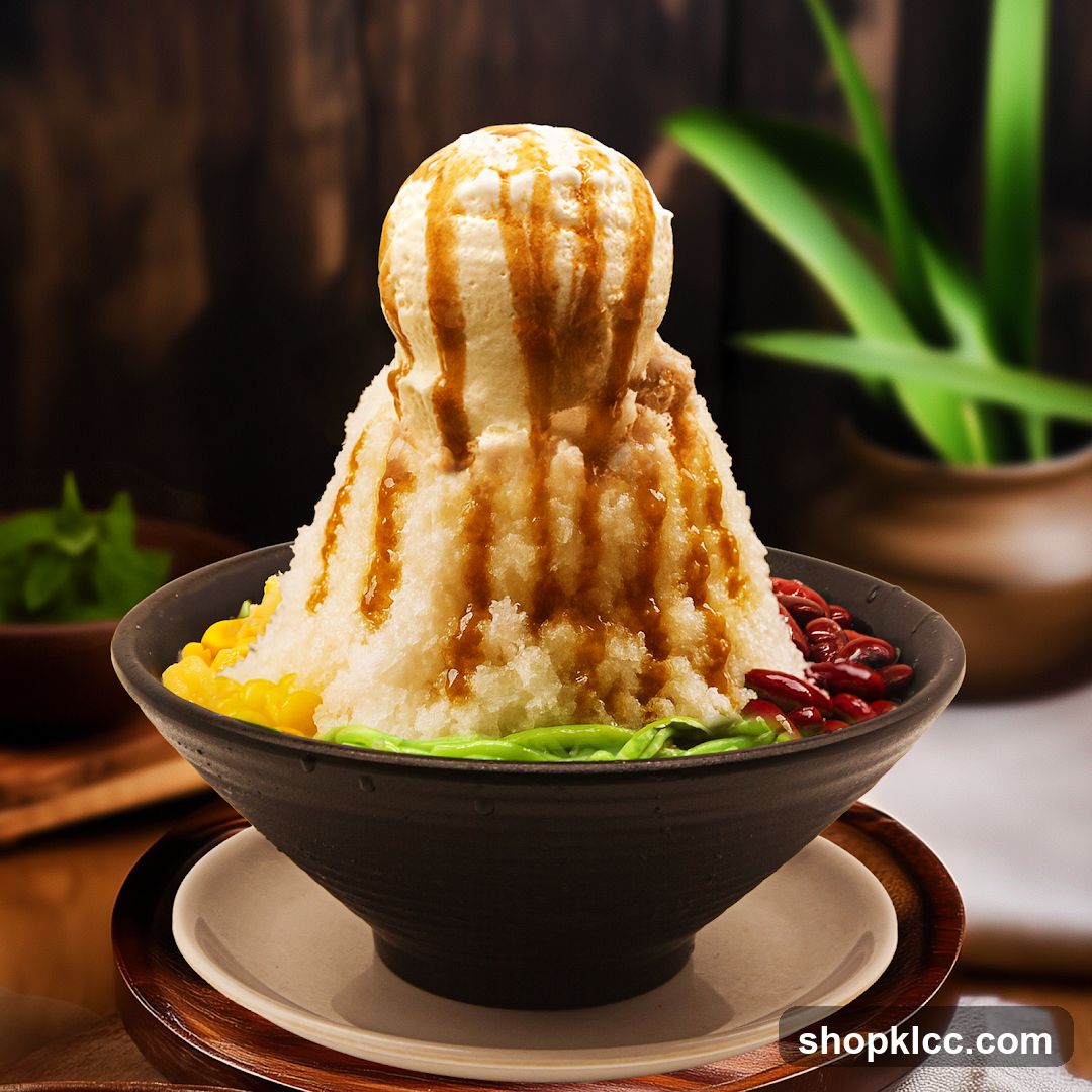 Serving of shaved ice dessert