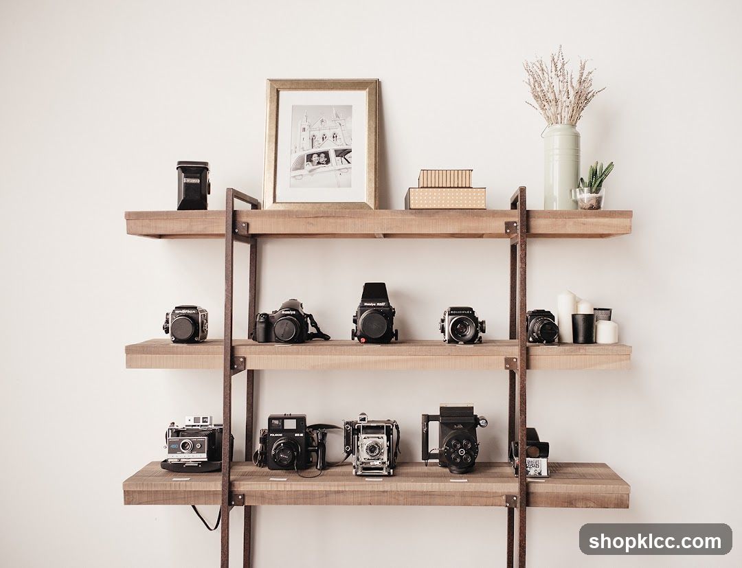 Vintage Cameras on Shelves