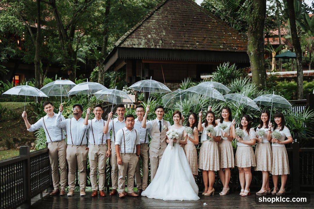 Wedding Party with Umbrellas