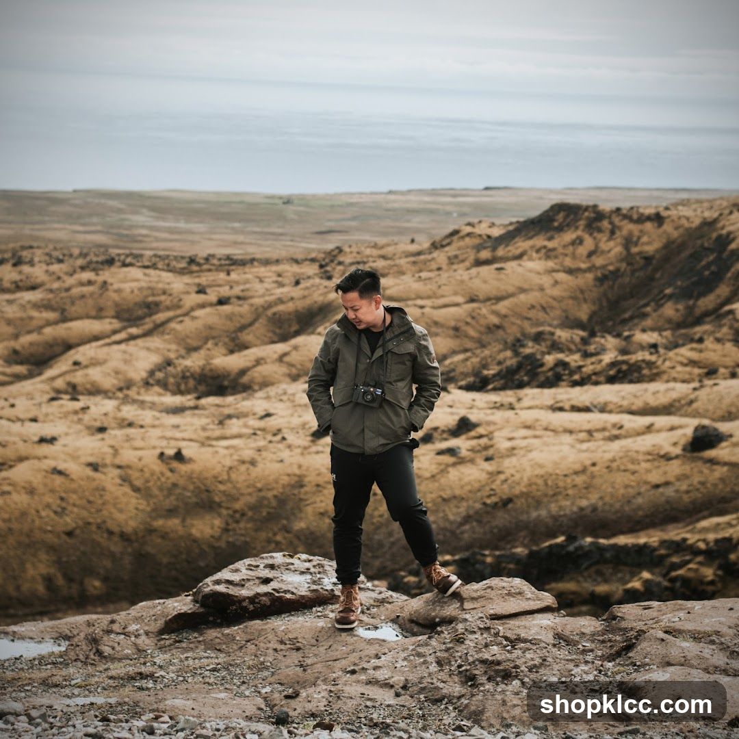 Man standing on rocky terrain