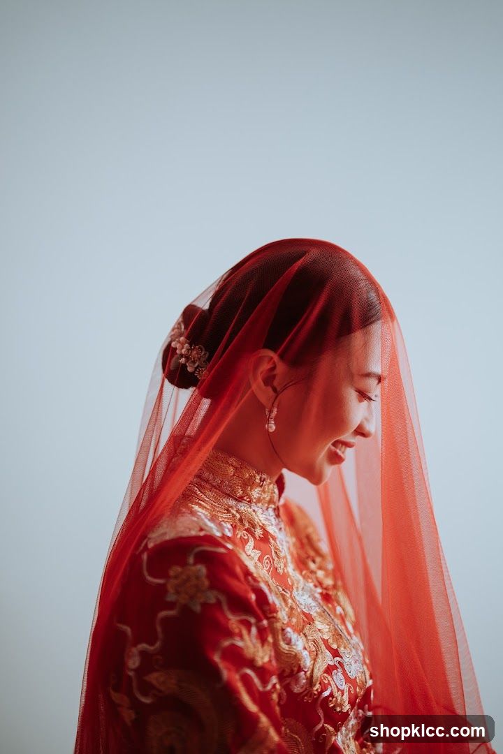 Bride in Traditional Red Wedding Attire