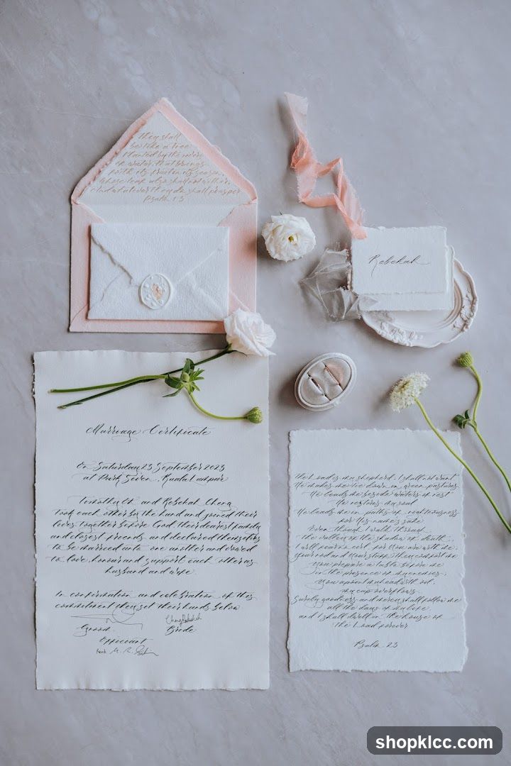 Wedding documents and flowers