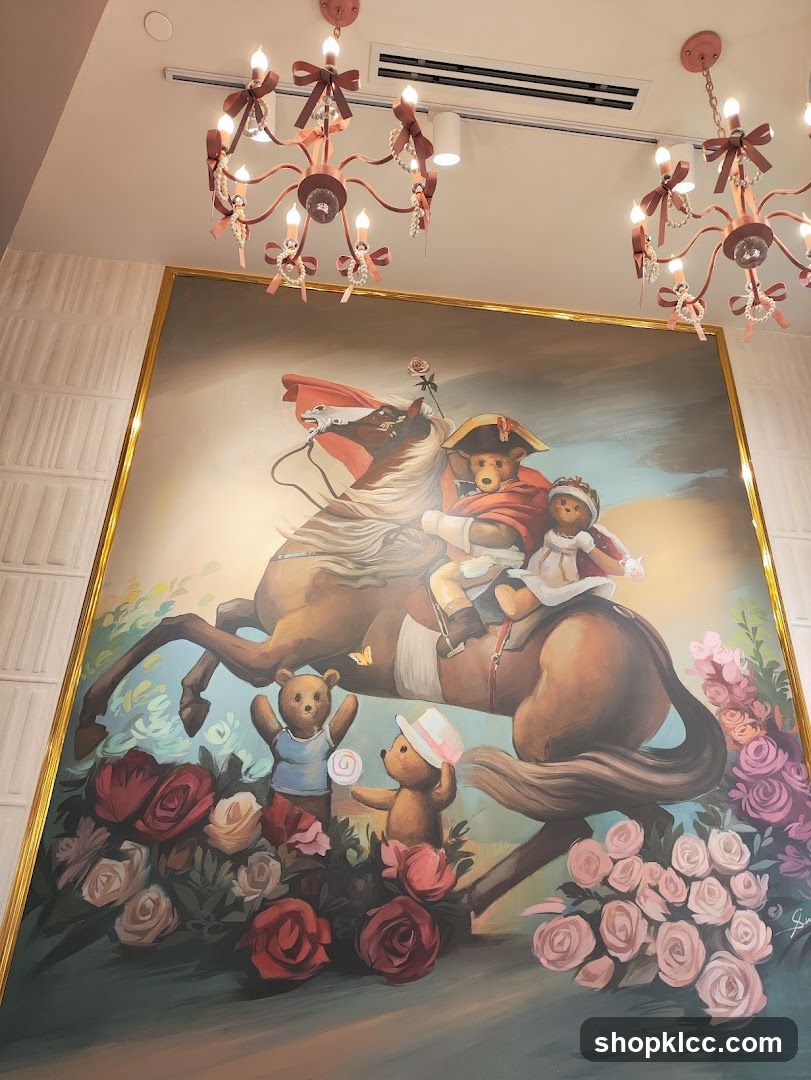 Teddy Bear Painting with Chandelier